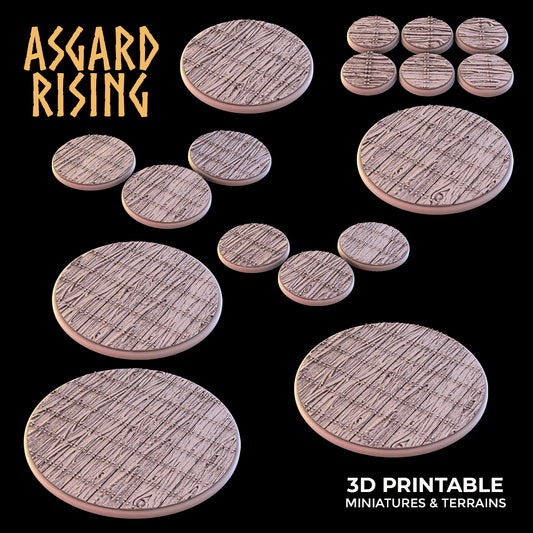 WOODEN FLOOR THEME Round bases SET - Asgard Rising