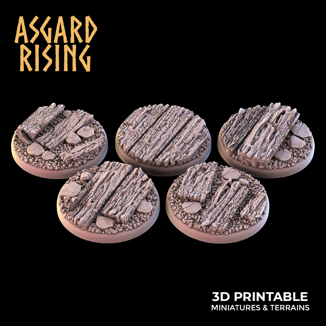 Wooden Ruins - 5x 25mm Round Base - Asgard Rising