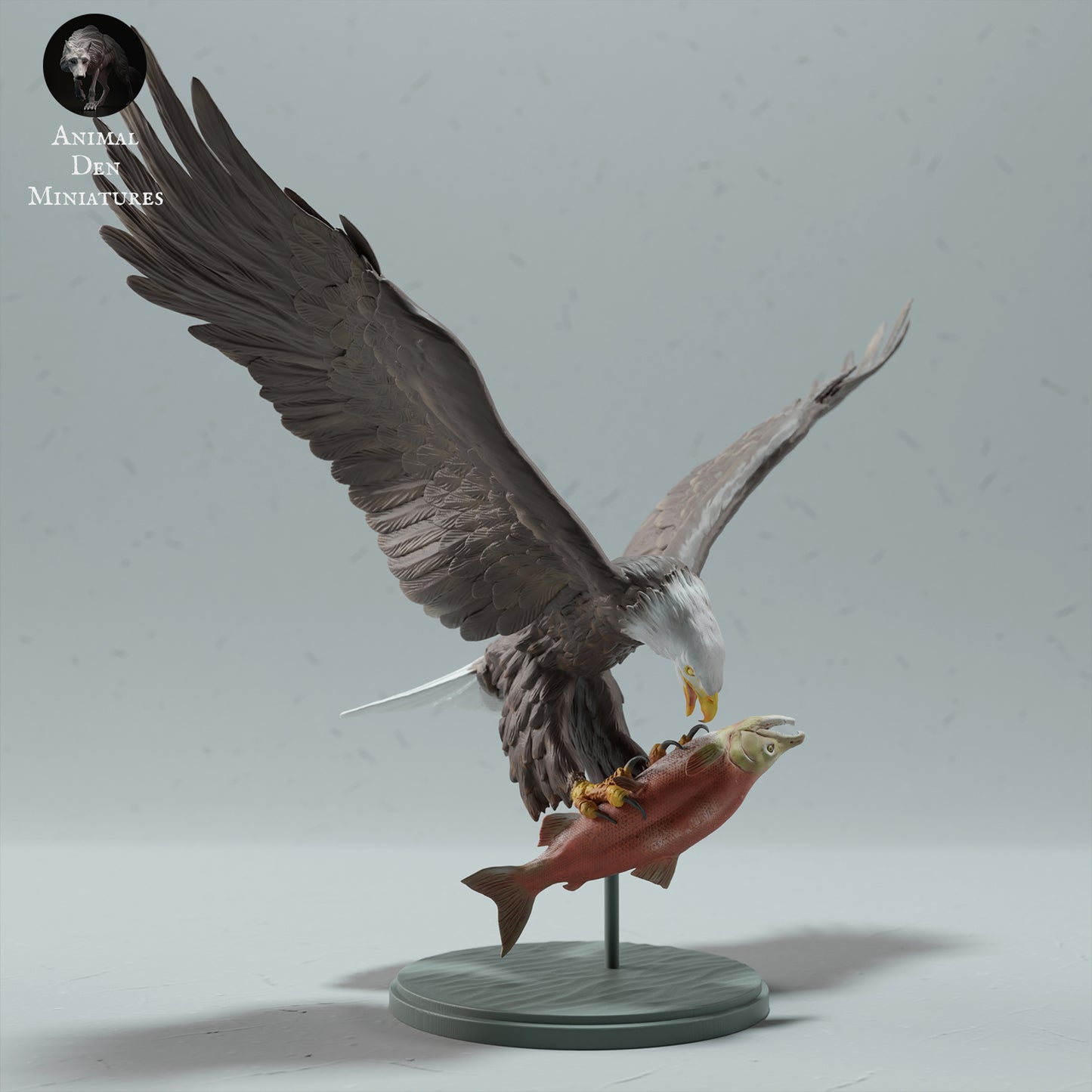 Bald Eagle Eating Salmon - Animal Den Miniatures