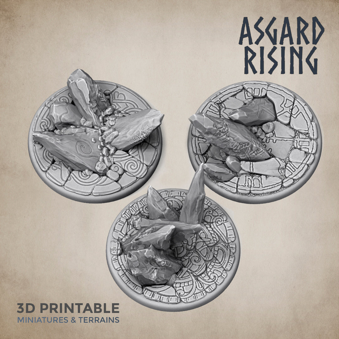 ANCIENT RUINS 3 x Round Bases 40mm  - Asgard Rising