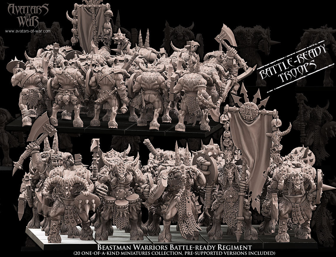 Beastman Warriors Battle-Ready regiment (20 Beastmen) - Avatars of War