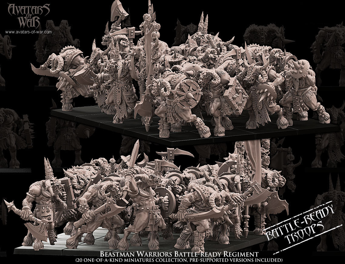 Beastman Warriors Battle-Ready regiment (20 Beastmen) - Avatars of War