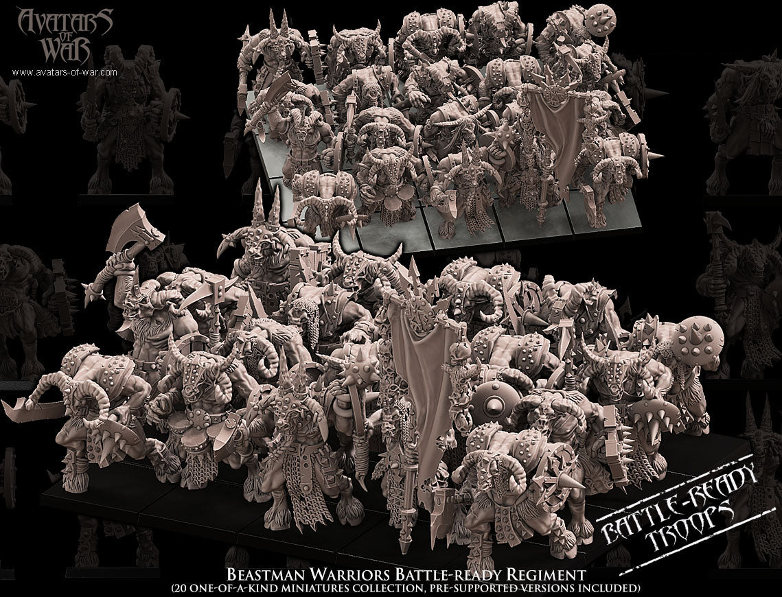 Beastman Warriors Battle-Ready regiment (20 Beastmen) - Avatars of War