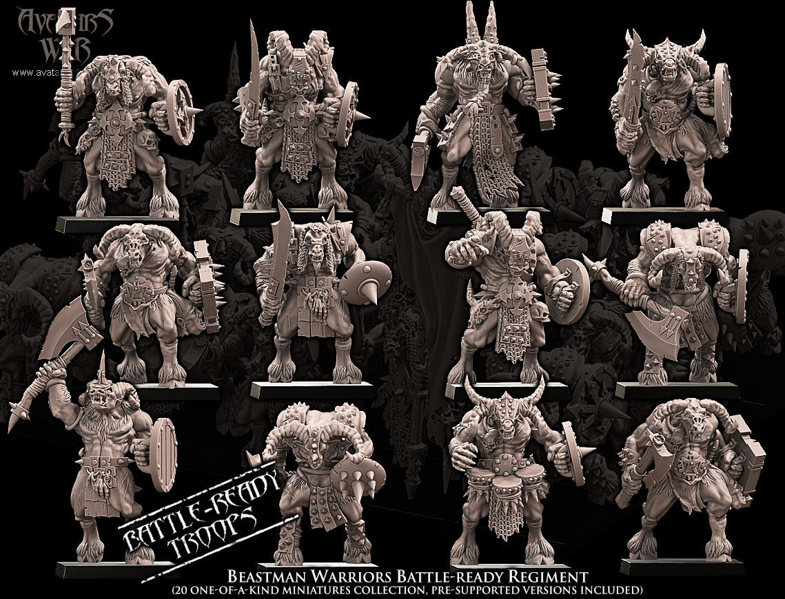 Beastman Warriors Battle-Ready regiment (20 Beastmen) - Avatars of War