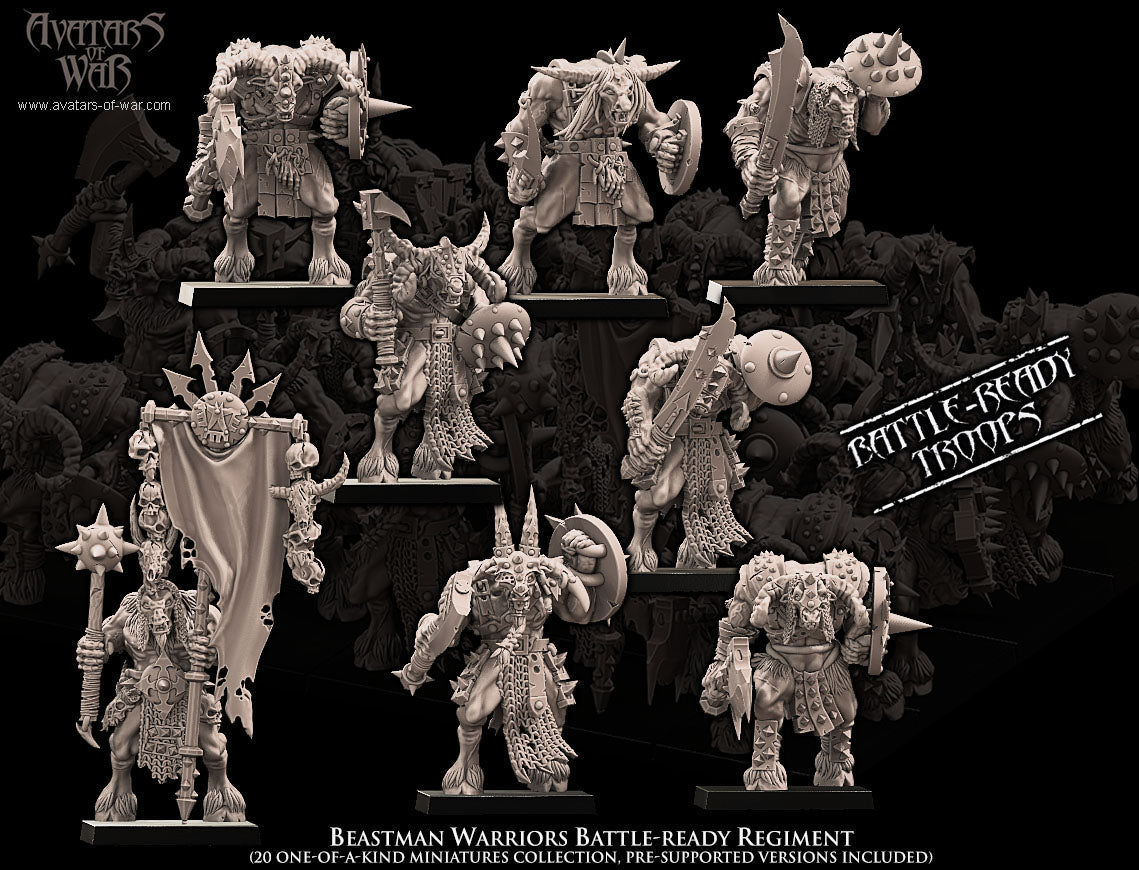 Beastman Warriors Battle-Ready regiment (20 Beastmen) - Avatars of War