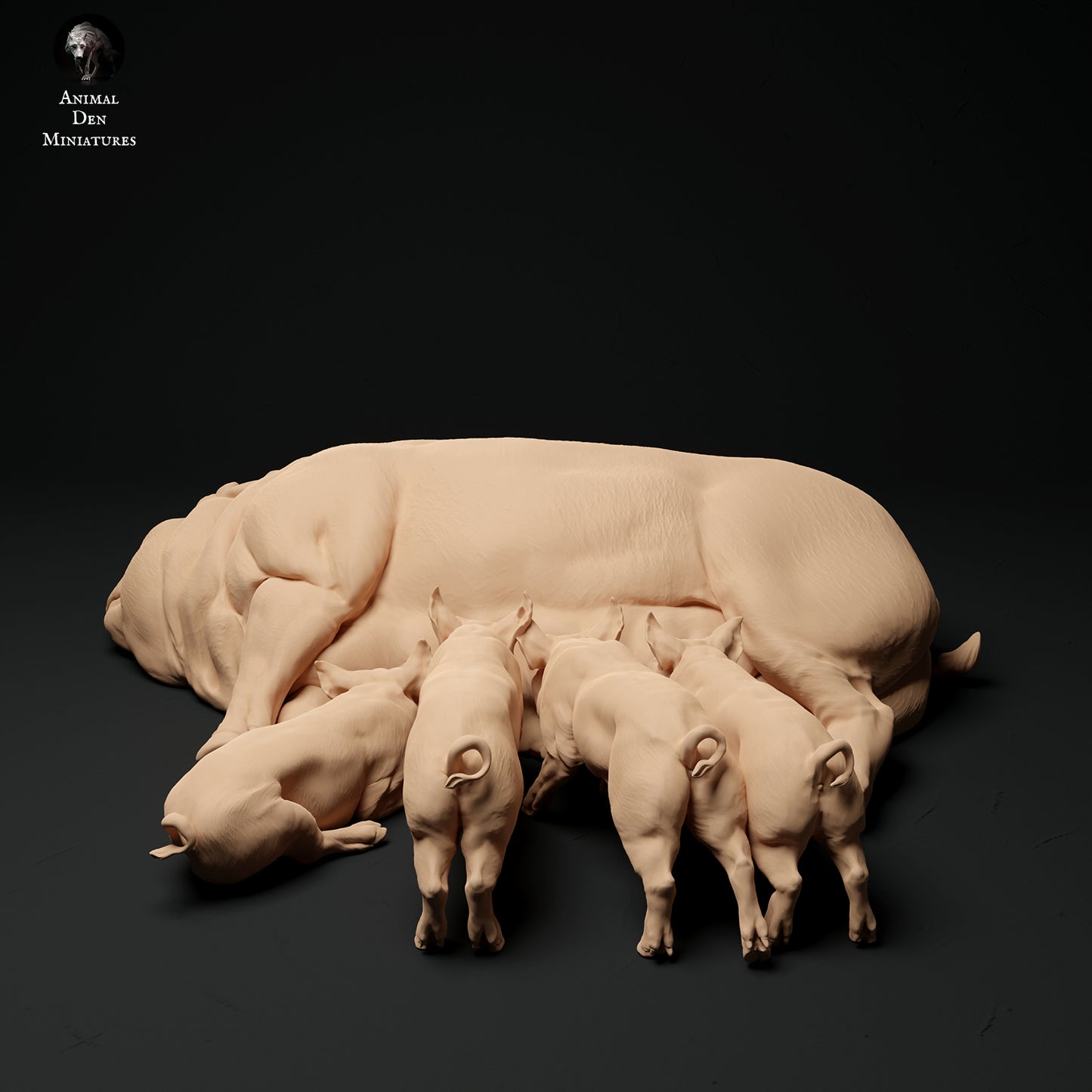 Berkshire Pig and Piglets - Animal Den Miniatures