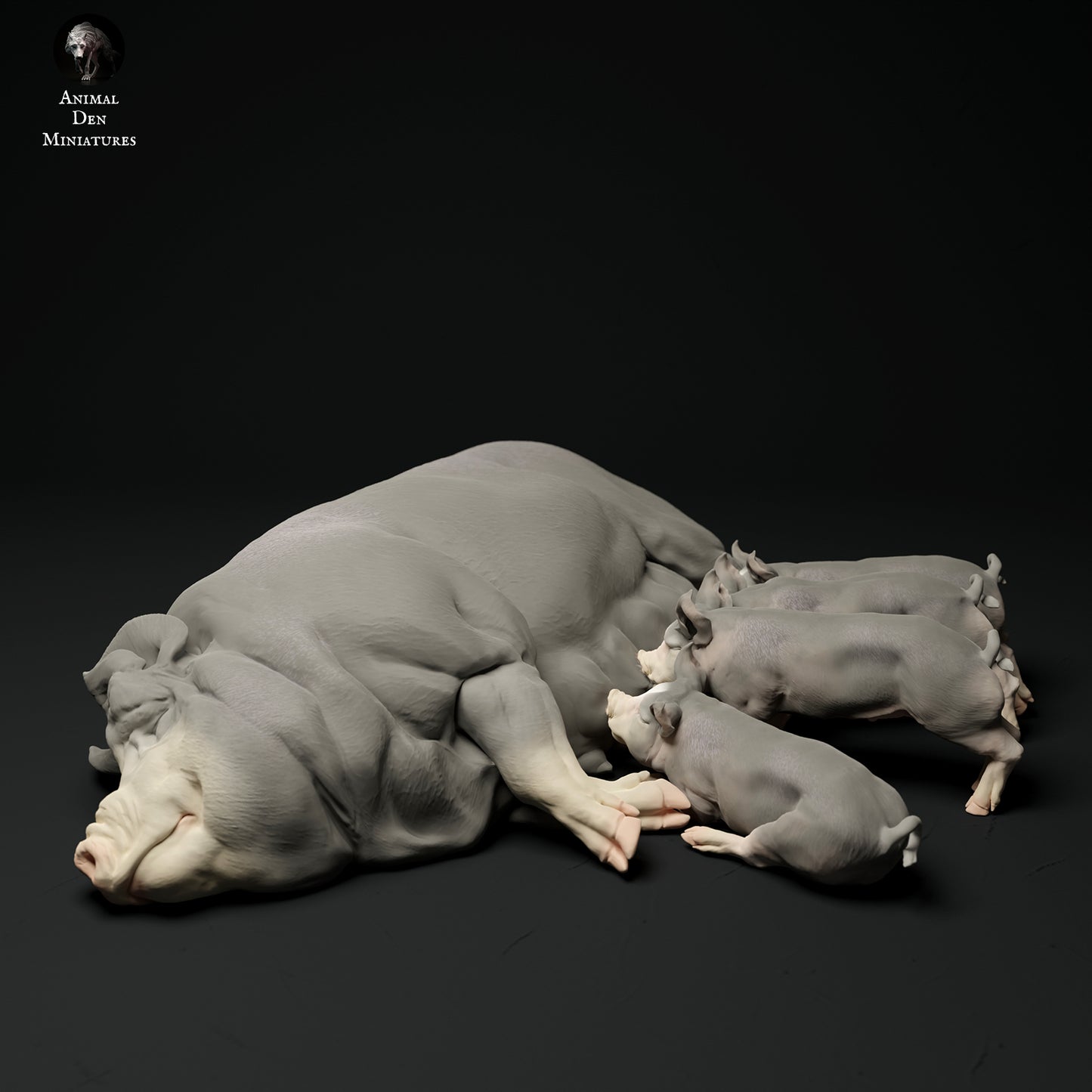 Berkshire Pig and Piglets - Animal Den Miniatures