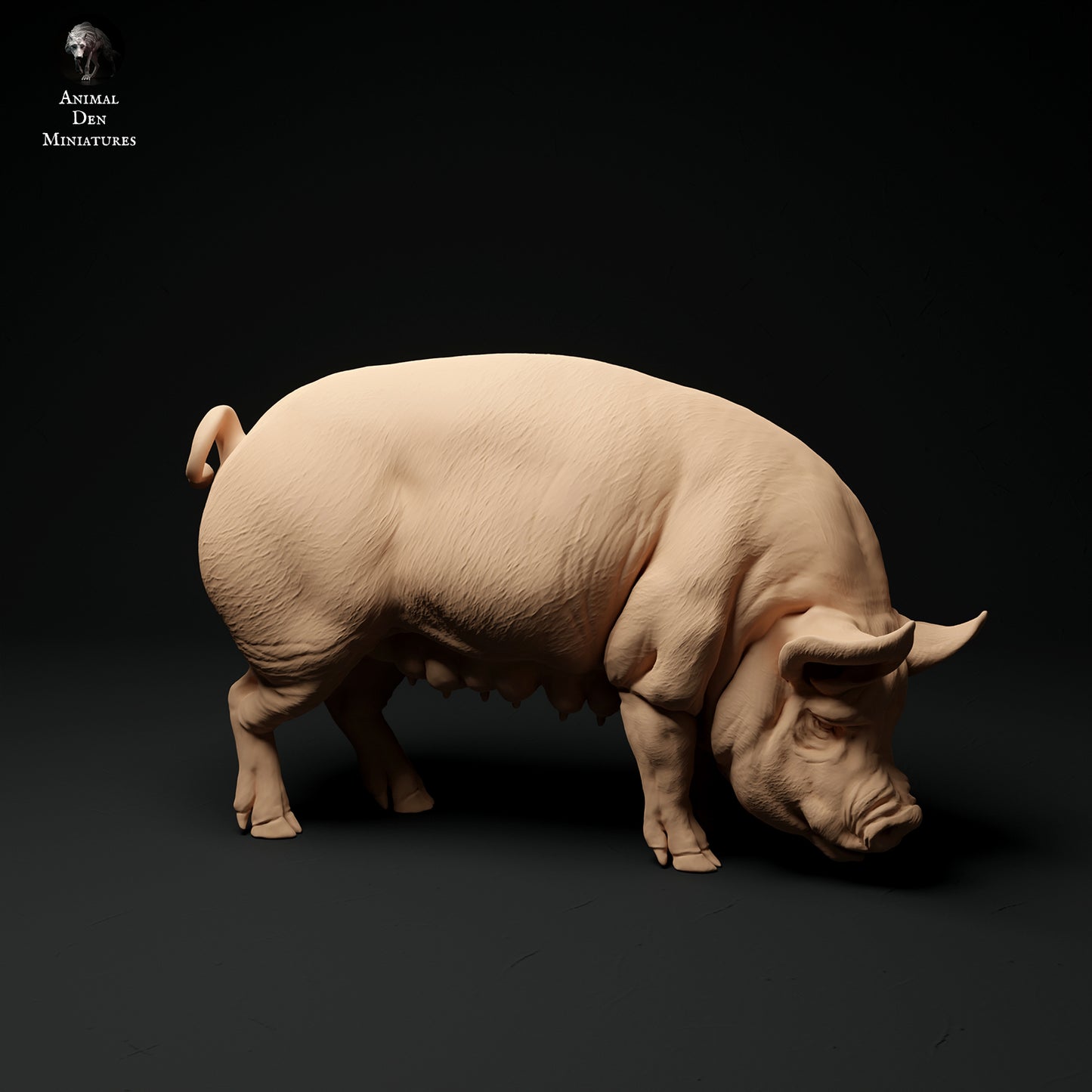 Berkshire Pig Grazing - Animal Den Miniatures