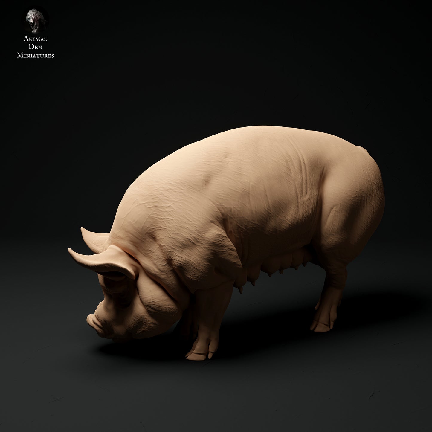 Berkshire Pig Grazing - Animal Den Miniatures