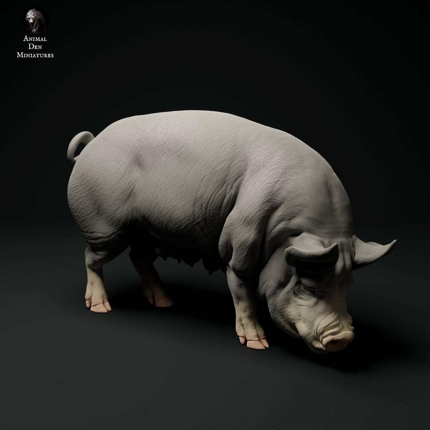 Berkshire Pig Grazing - Animal Den Miniatures