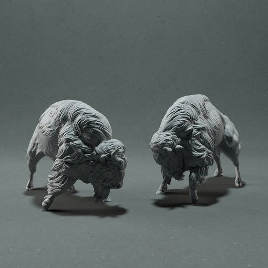 American Bison - Fight - Animal Den Miniatures