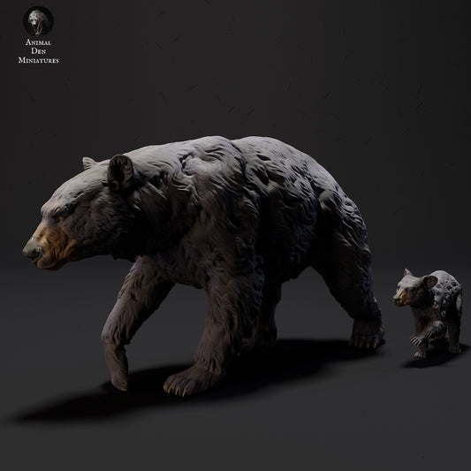 Black Bear and Cub - Animal Den Miniatures