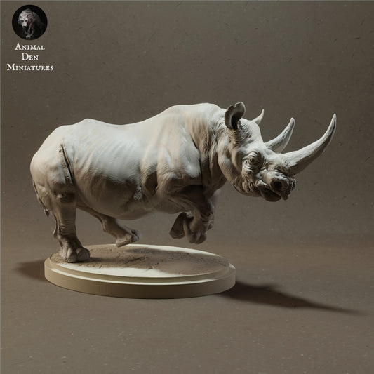 Black Rhino Charging - Animal Den Miniatures