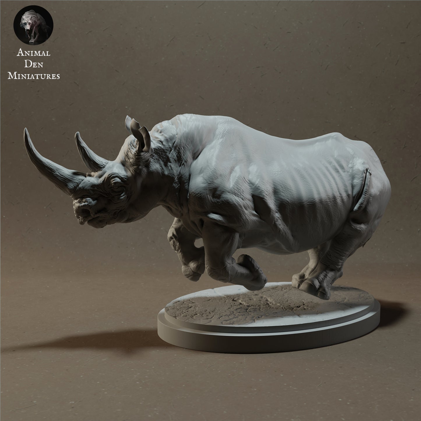 Black Rhino Charging - Animal Den Miniatures