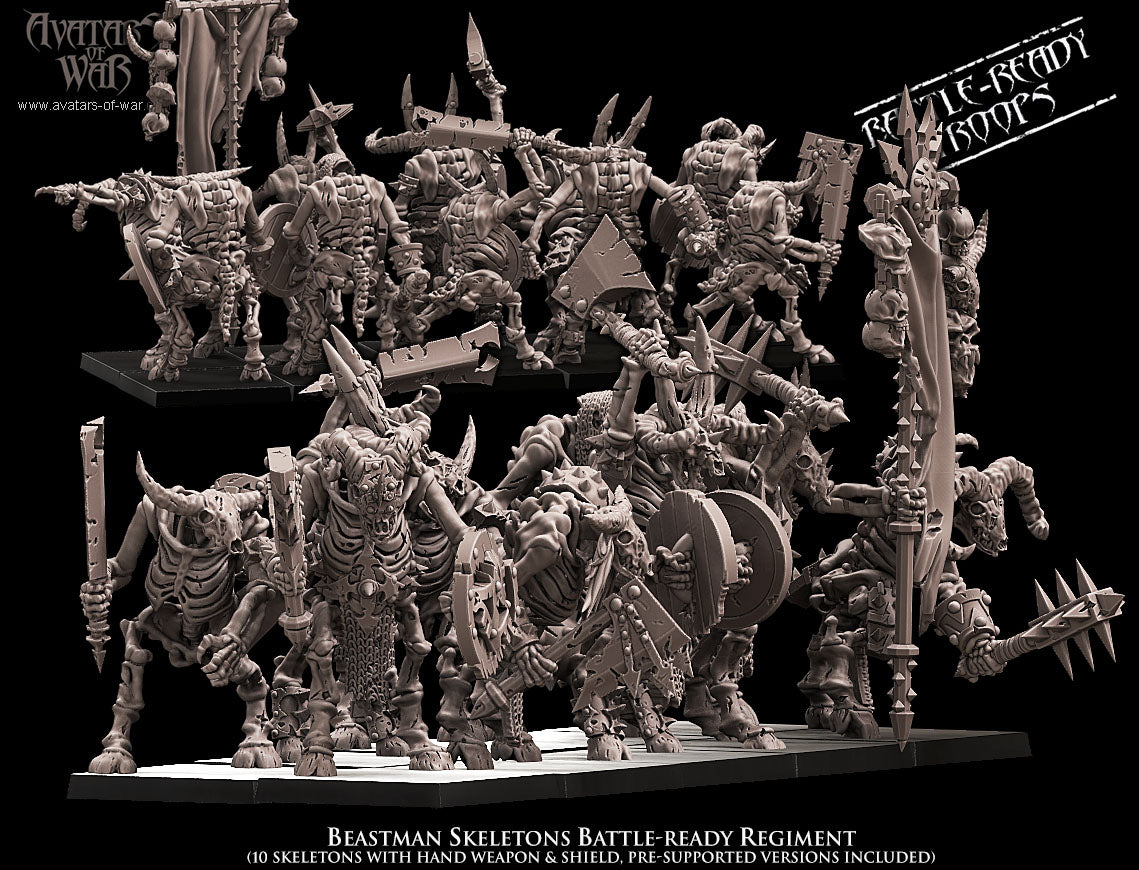 Beastman Skeletons Battle-Ready regiment (10 Skeletons) - Avatars of War