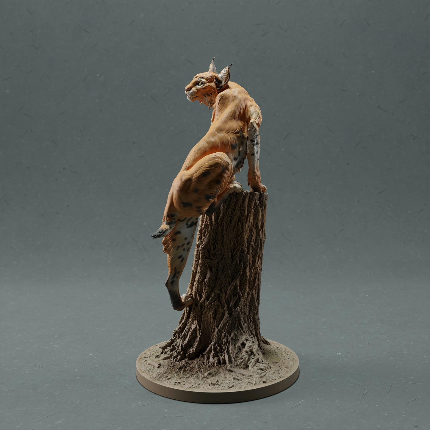 Bobcat / Lynx - on tree - Animal Den Miniatures