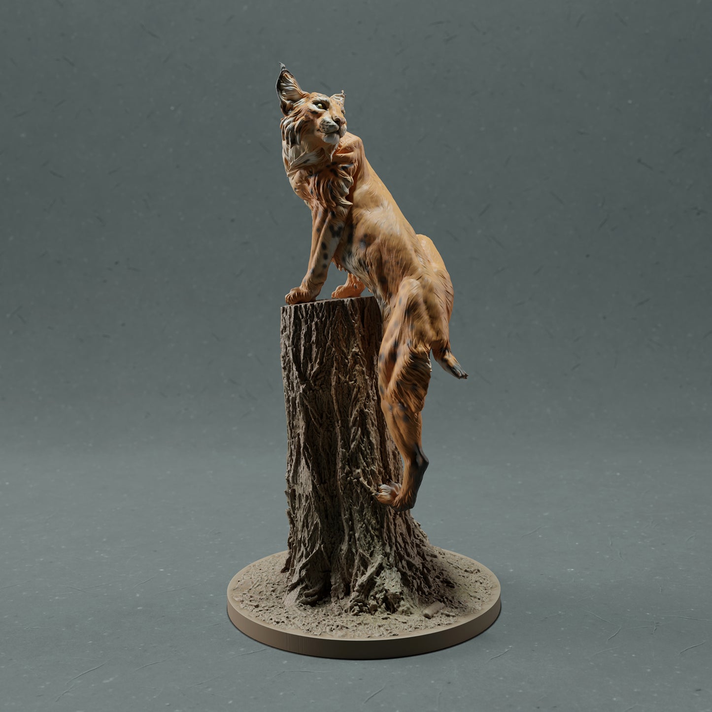 Bobcat / Lynx - on tree - Animal Den Miniatures