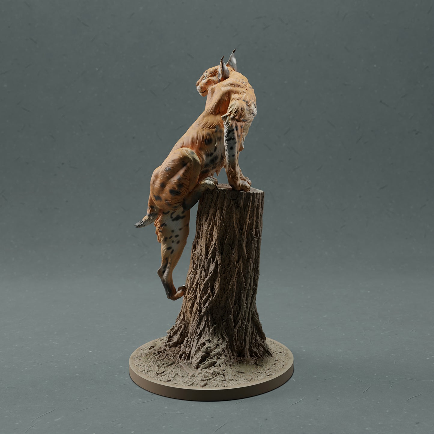 Bobcat / Lynx - on tree - Animal Den Miniatures