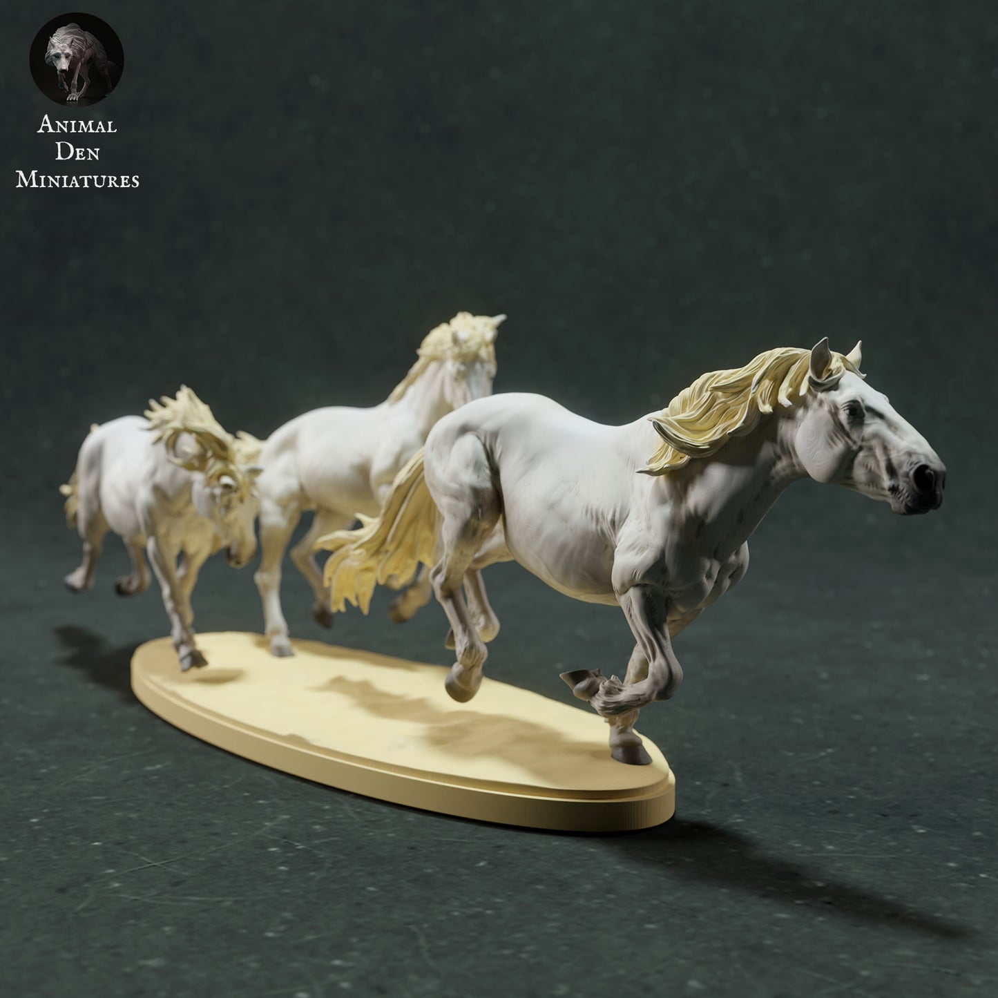 Camargue Horses Run - Animal Den Miniatures