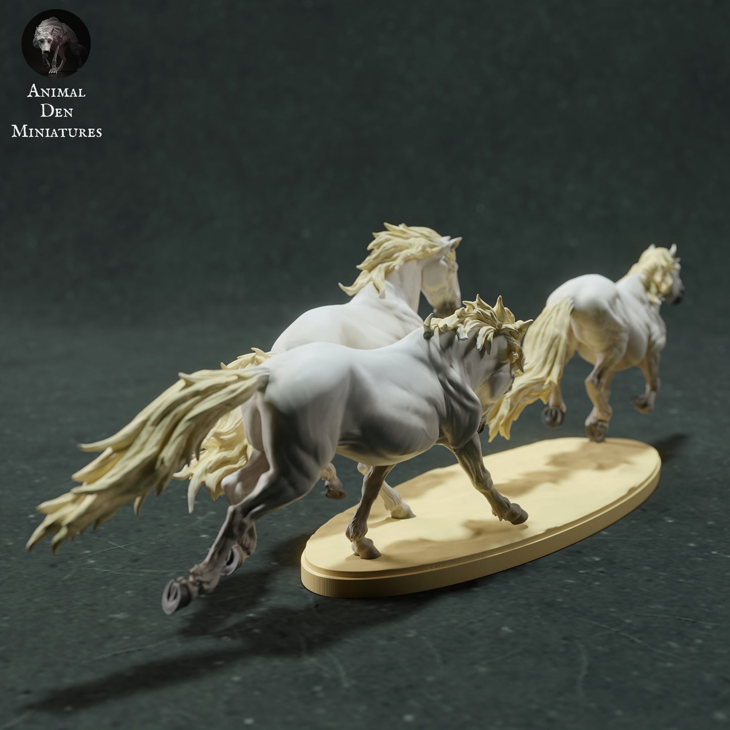 Camargue Horses Run - Animal Den Miniatures