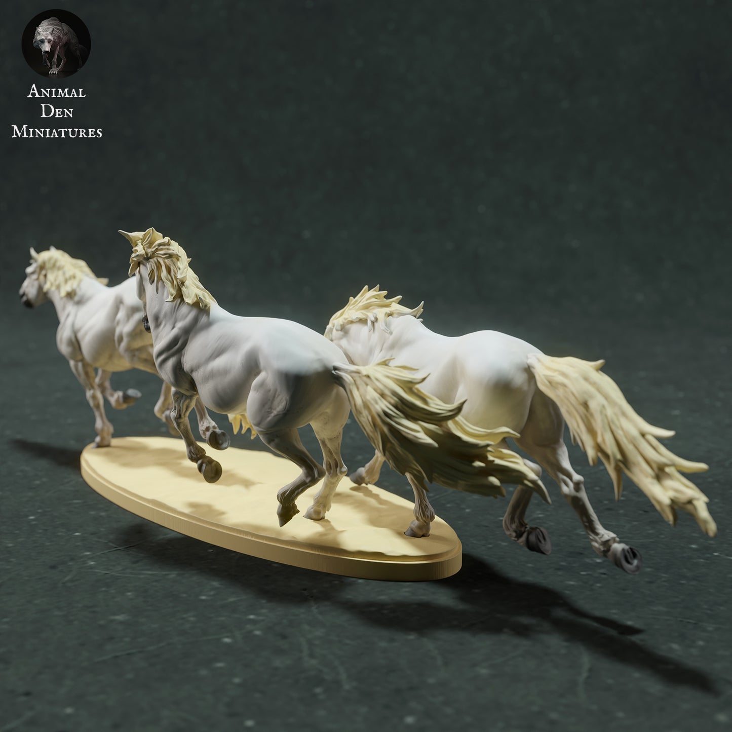 Camargue Horses Run - Animal Den Miniatures