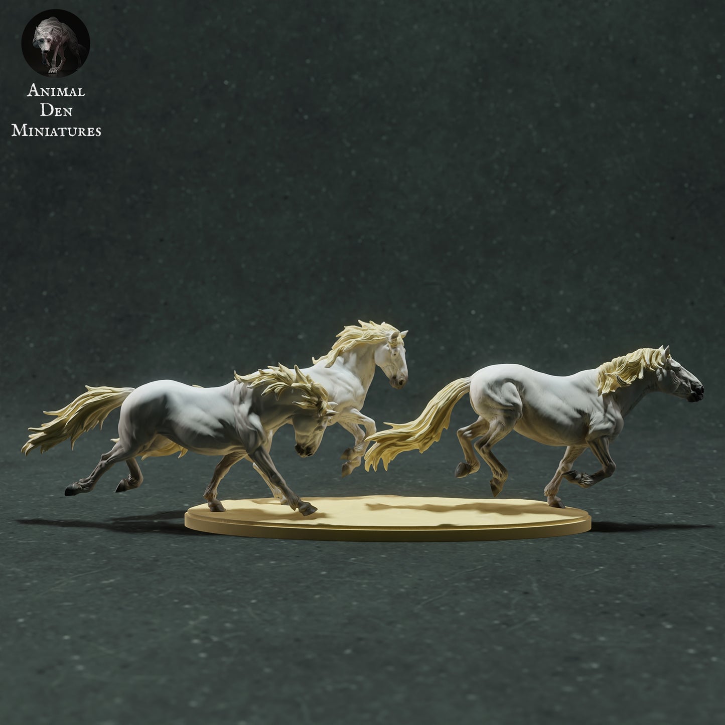 Camargue Horses Run - Animal Den Miniatures