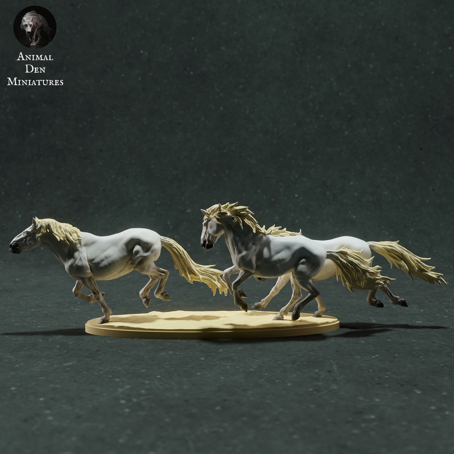 Camargue Horses Run - Animal Den Miniatures