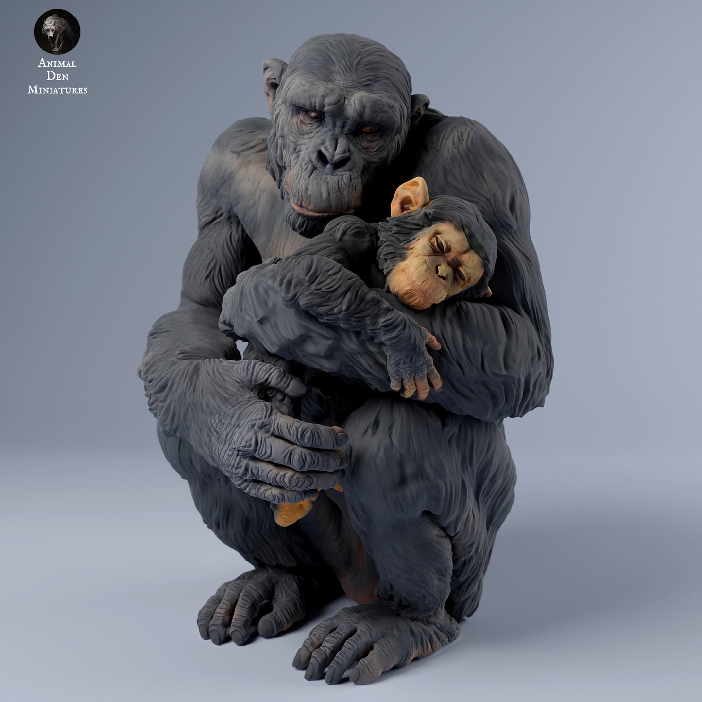 Chimp Female with Baby - Animal Den Miniatures