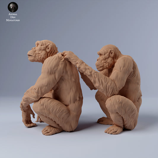 Chimps Grooming - Animal Den Miniatures