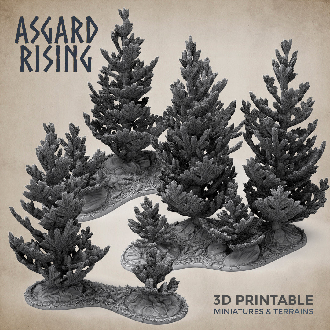 Young Conifers with Trays - Spruce Forest Set - Asgard Rising