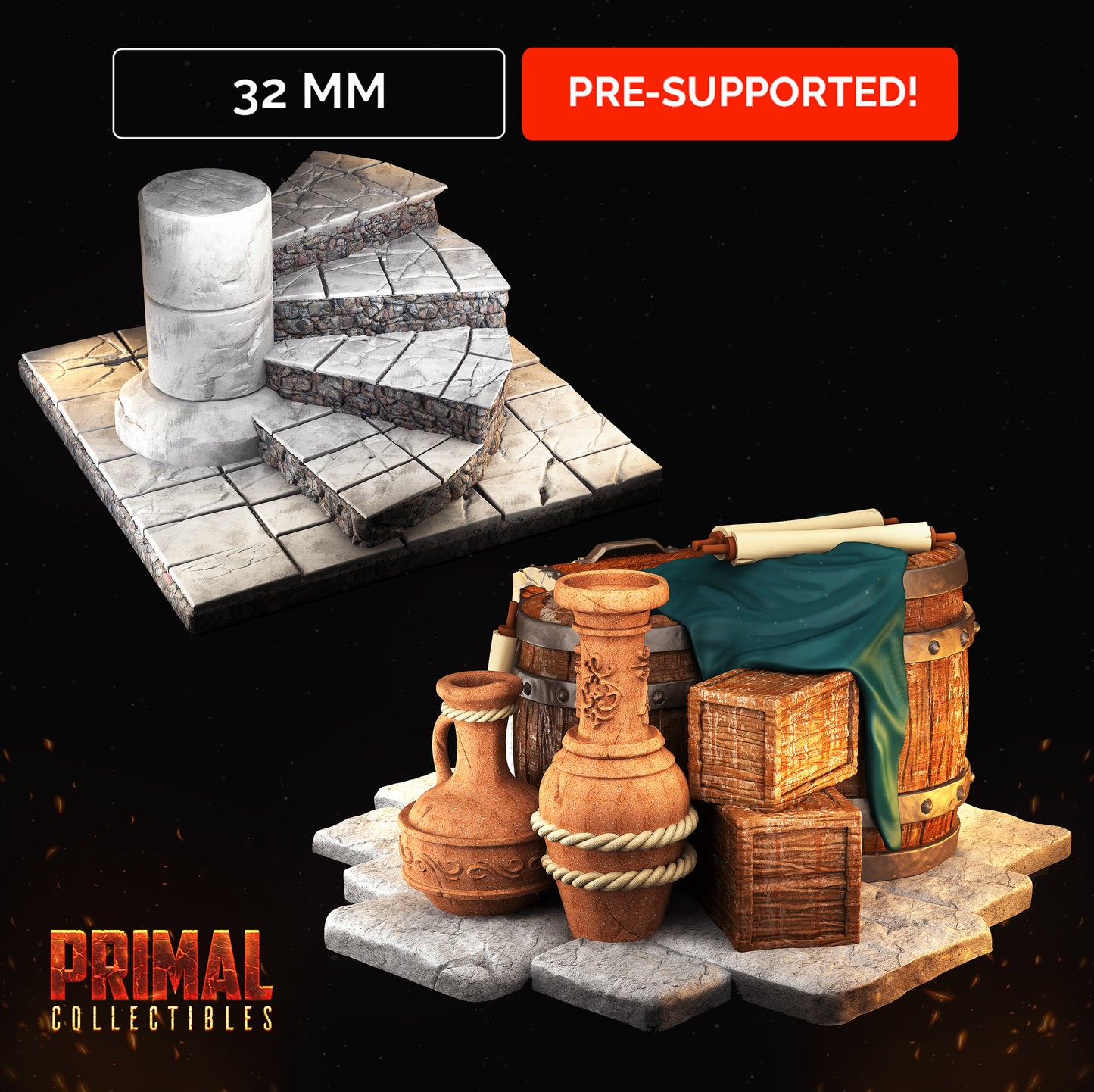 Stairs and barricade/supplies - MASTERS OF DUNGEONS QUEST - Primal Collectibles