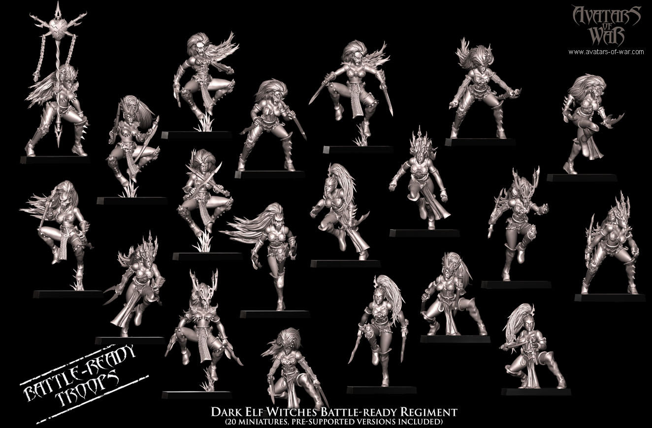 Dark Elf Witches Battle-Ready regiment (20 Dark Elves) - Avatars of War