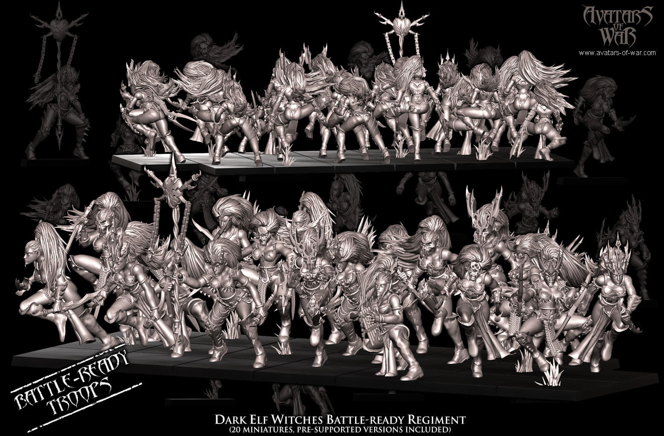 Dark Elf Witches Battle-Ready regiment (20 Dark Elves) - Avatars of War