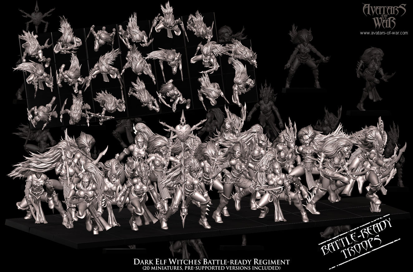 Dark Elf Witches Battle-Ready regiment (20 Dark Elves) - Avatars of War