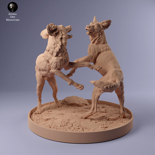 African Wild Dogs Play - Animal Den Miniatures