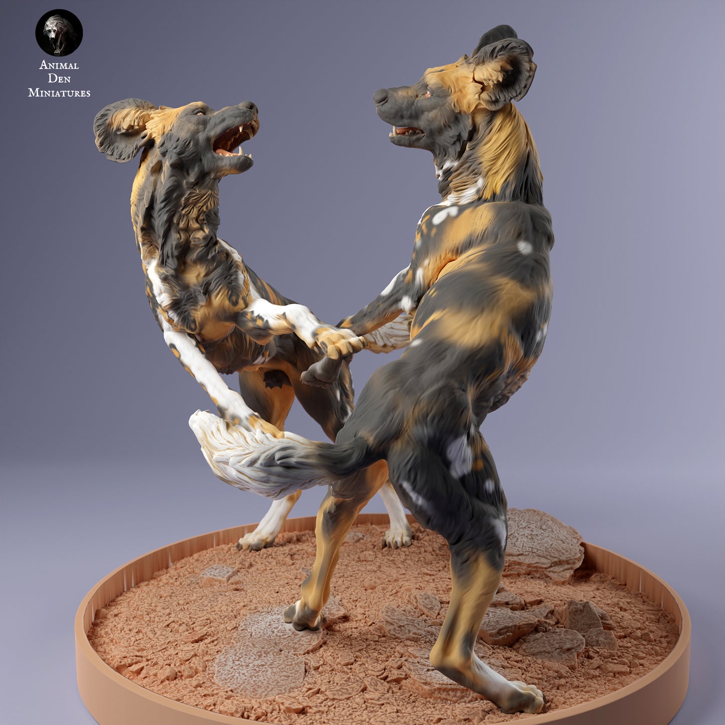 African Wild Dogs Play - Animal Den Miniatures