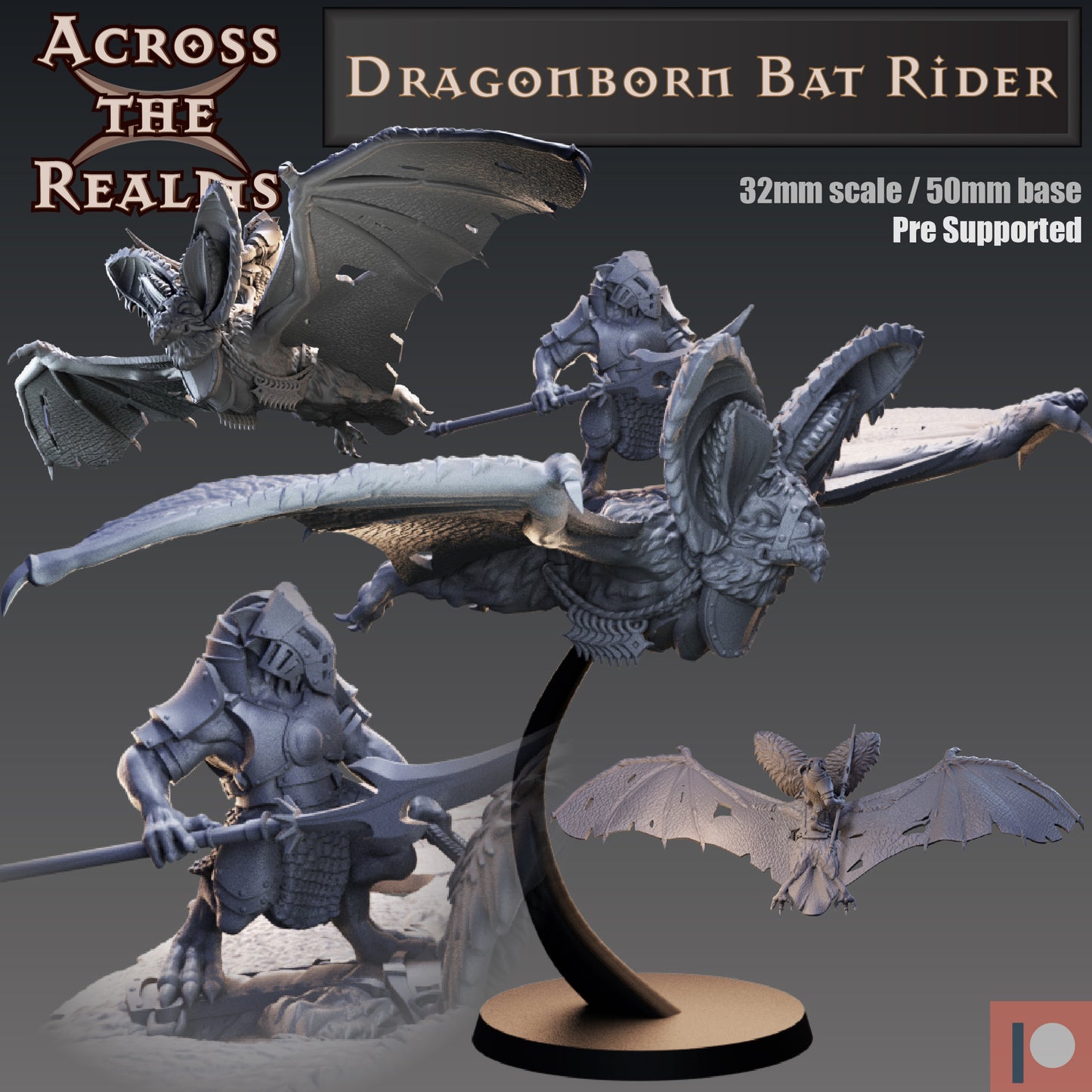 3x Dragonborn Bat Riders - Across the Realms