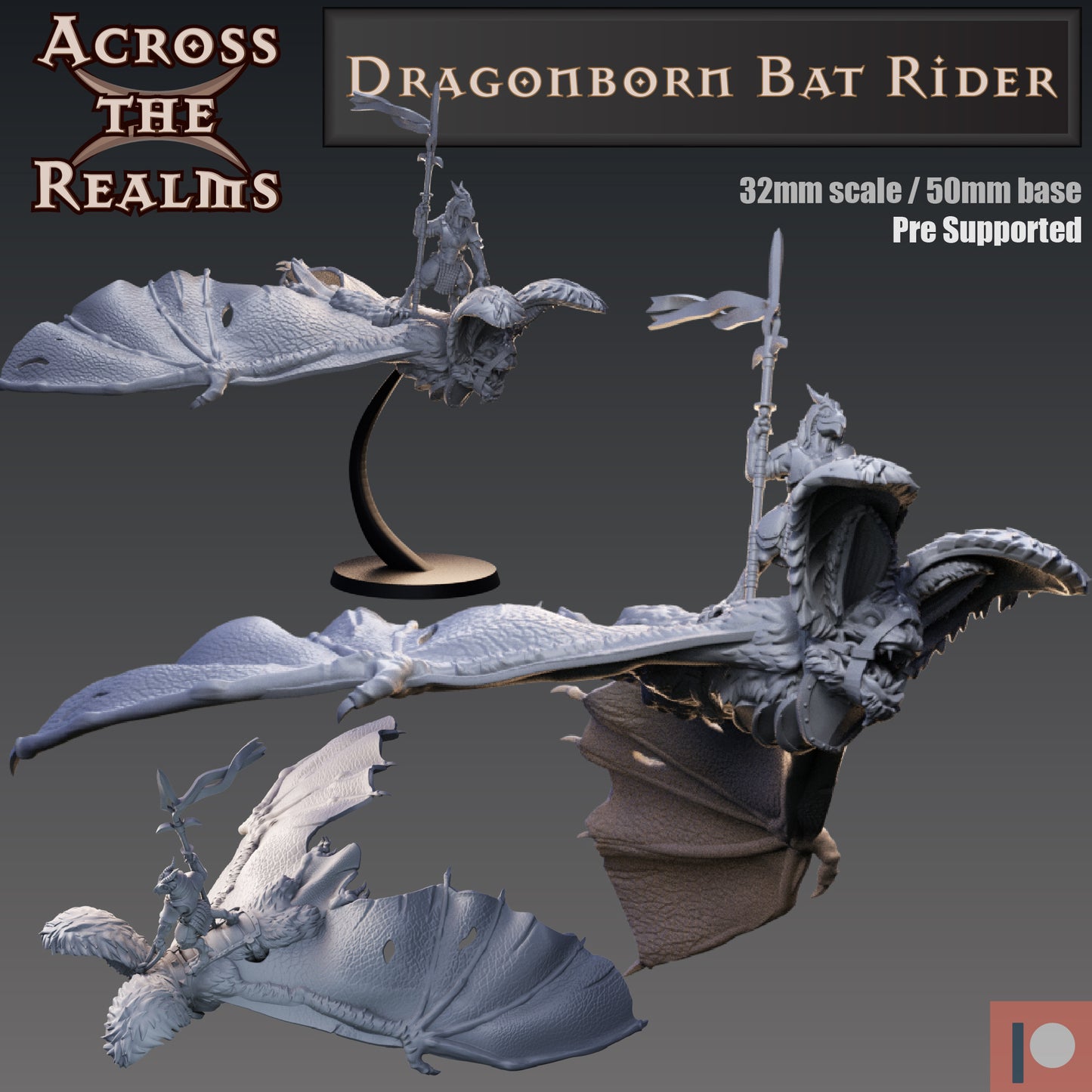 3x Dragonborn Bat Riders - Across the Realms