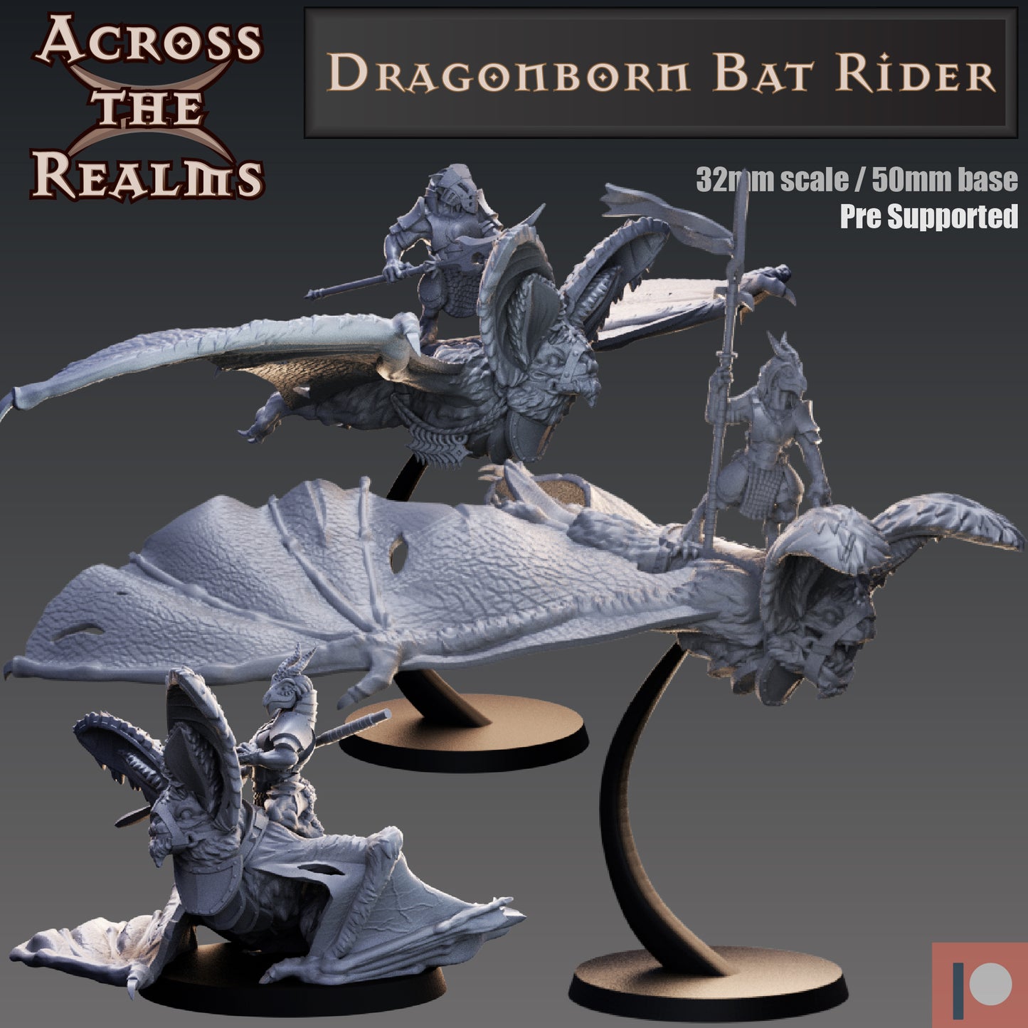 3x Dragonborn Bat Riders - Across the Realms