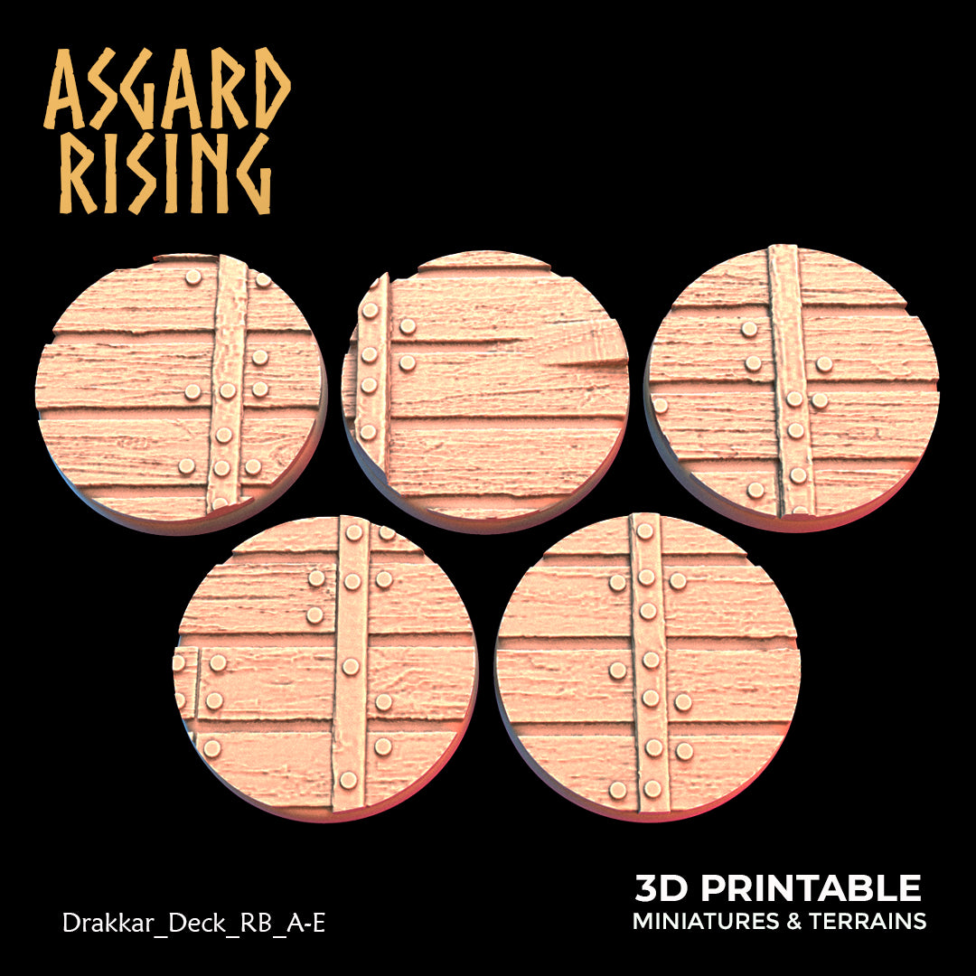 Drakkar Deck - 5x 25mm Round Base (ver. 1)  - Asgard Rising