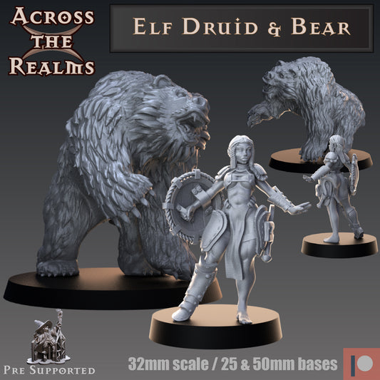 1x Elf Druid & 1x Bear - Across the Realms