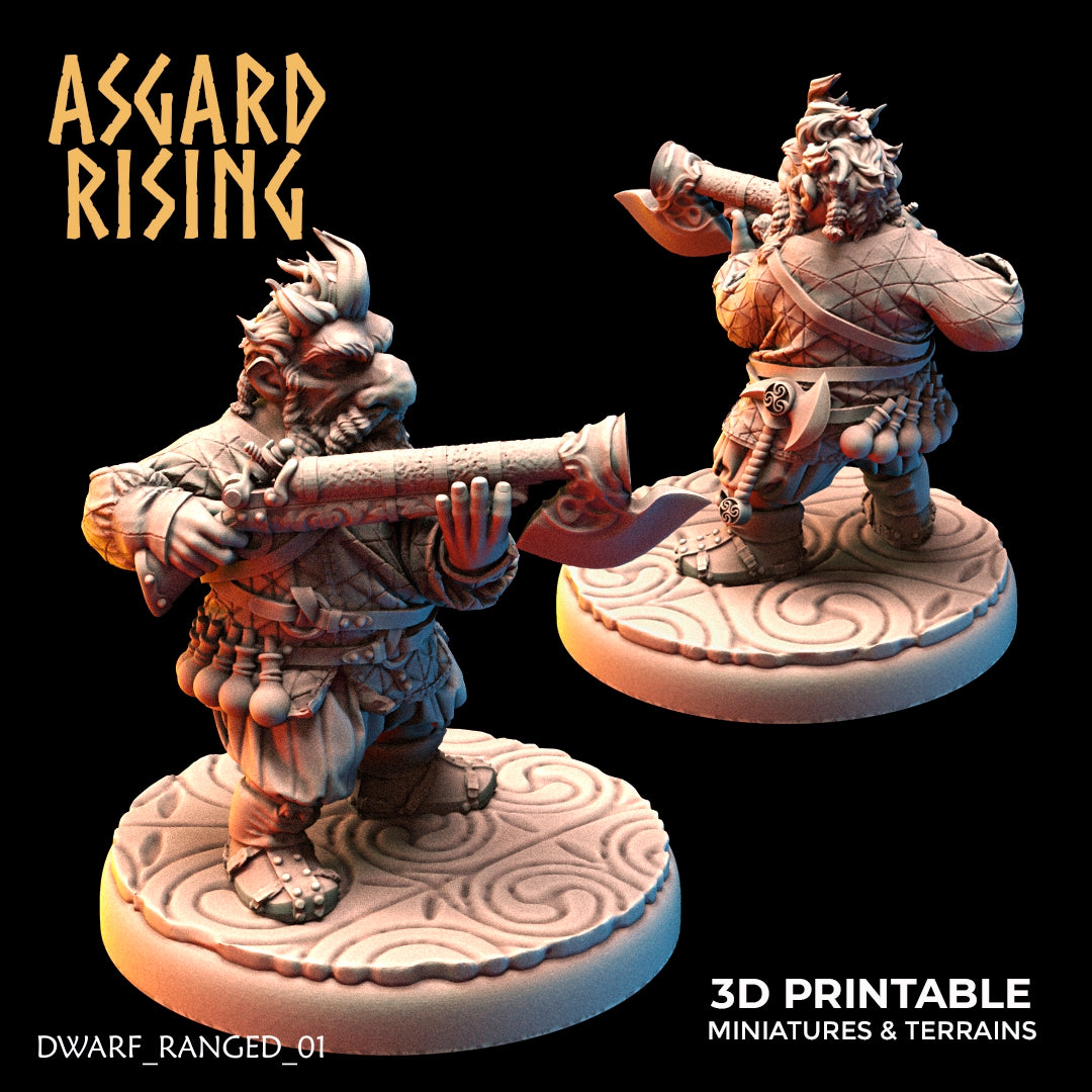 DWARF RANGED: Dwarves in Clothes with Firearms (Short and Long barrels) - Asgard Rising