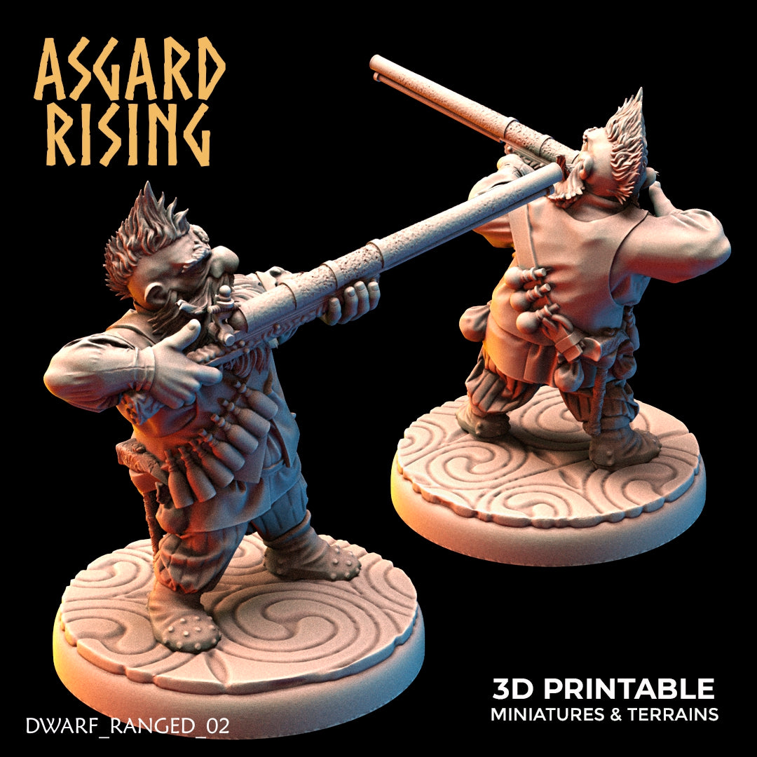 DWARF RANGED: Dwarves in Clothes with Firearms (Short and Long barrels) - Asgard Rising