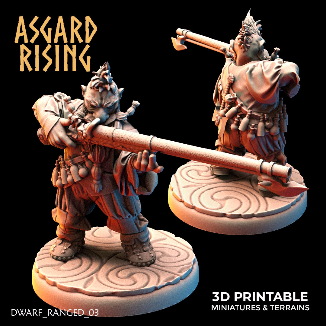 DWARF RANGED: Dwarves in Clothes with Firearms (Short and Long barrels) - Asgard Rising