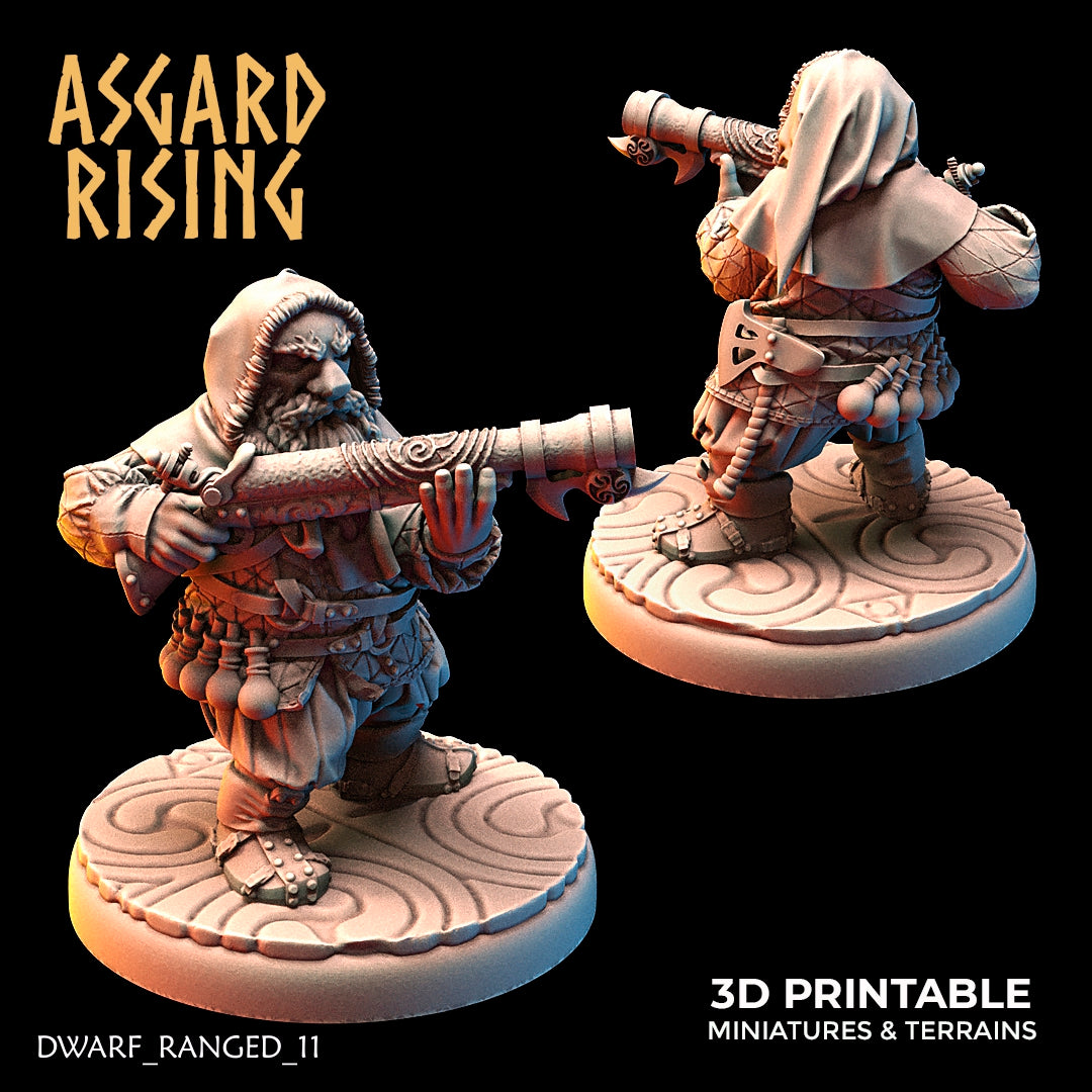 DWARF RANGED: Dwarves in Hooded clothes with Firearms (Short barrels) - Asgard Rising