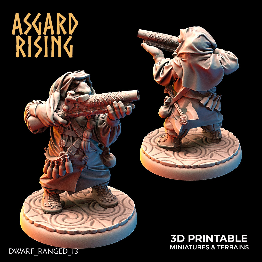 DWARF RANGED: Dwarves in Hooded clothes with Firearms (Short barrels) - Asgard Rising