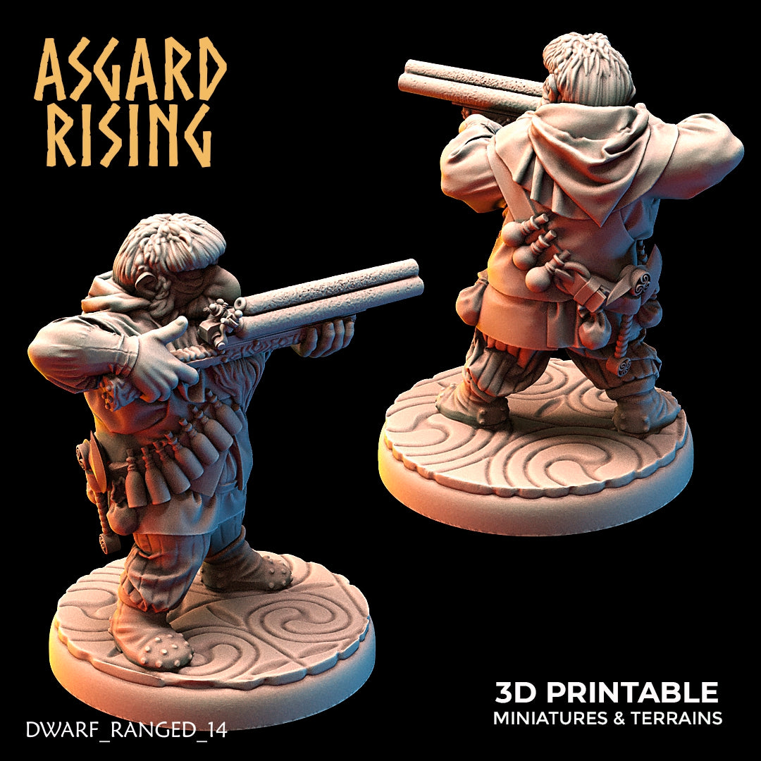 DWARF RANGED: Dwarves in Hooded clothes with Firearms (Short barrels) - Asgard Rising