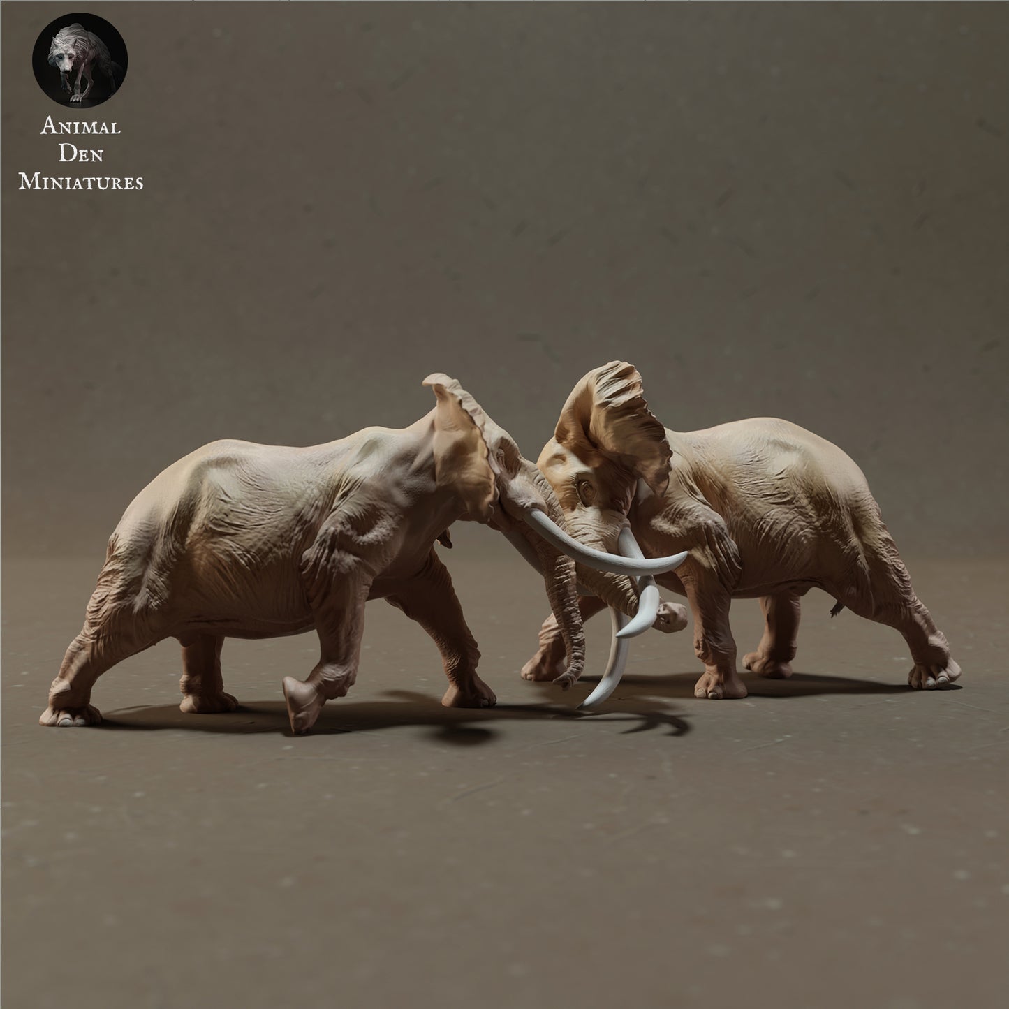 African Bush Elephant Bulls Fight - Animal Den Miniatures