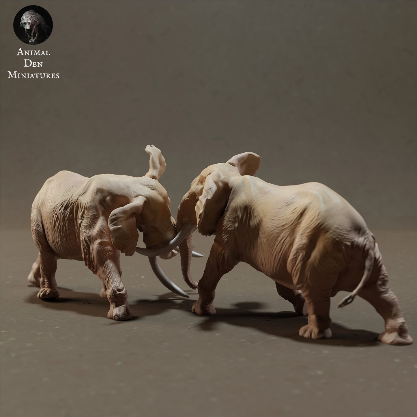 African Bush Elephant Bulls Fight - Animal Den Miniatures