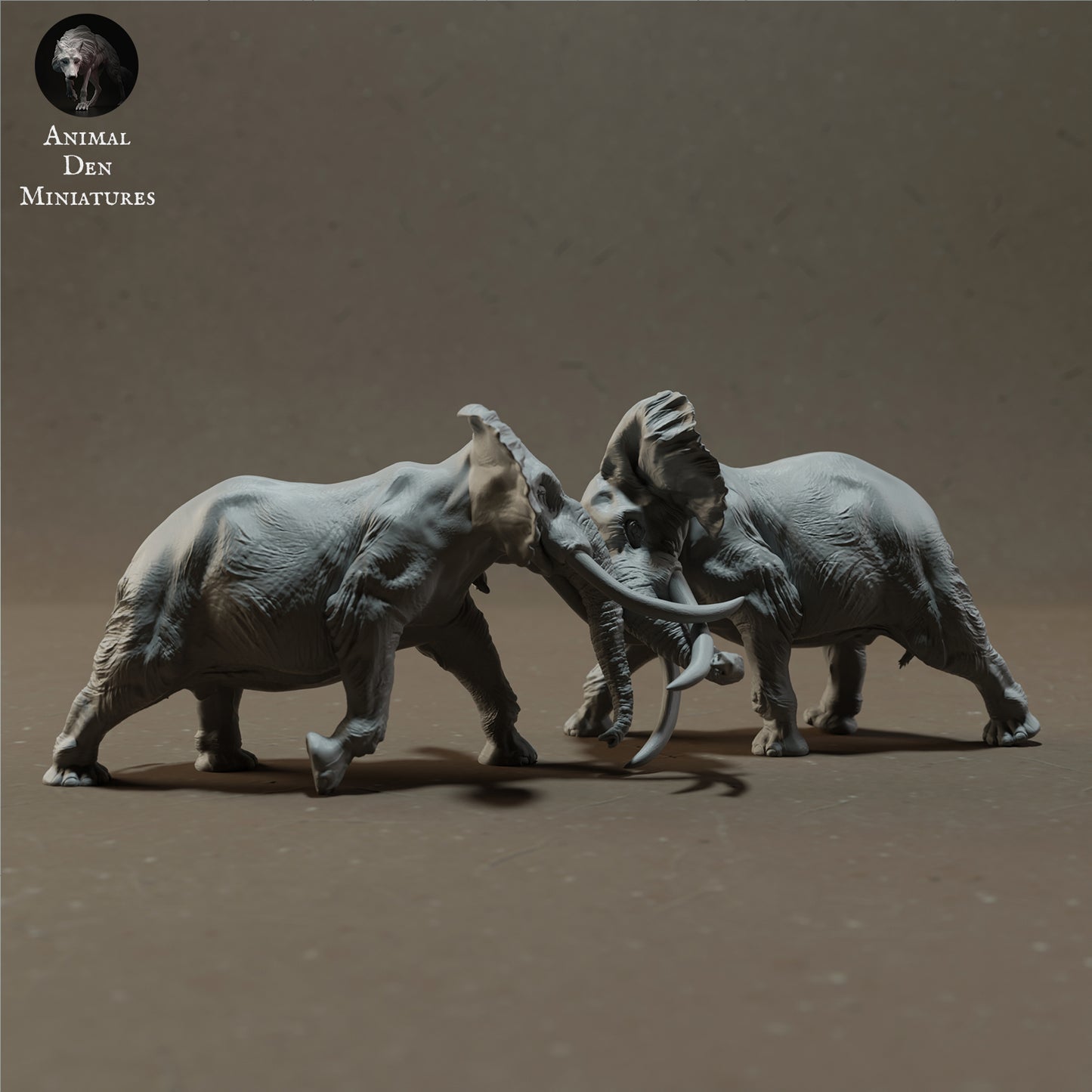 African Bush Elephant Bulls Fight - Animal Den Miniatures